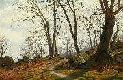 Vilhelm Groth To smapiger i skoven en efterarsdag painting